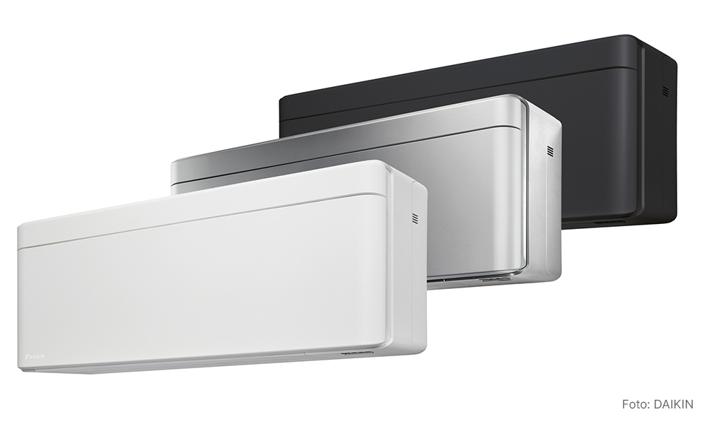 Daikin Stylish Innengerät in Weiß, Silber und Mattschwarz